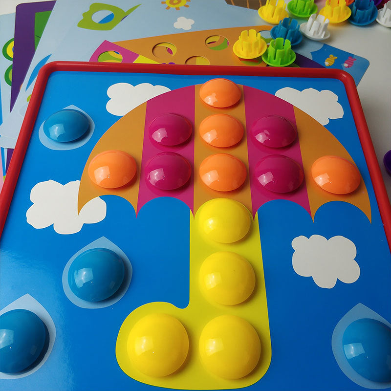 Large particle button puzzle mushroom peg early education children's enlightenment color recognition combination baby toy wholesale